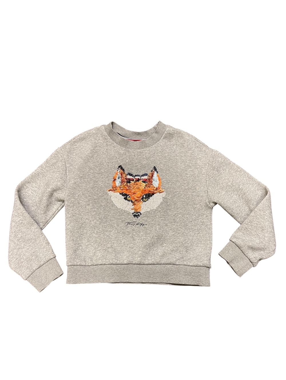 Tommy Hilfiger Kids Grey Crewneck Sweatshirt with Sequin Fox